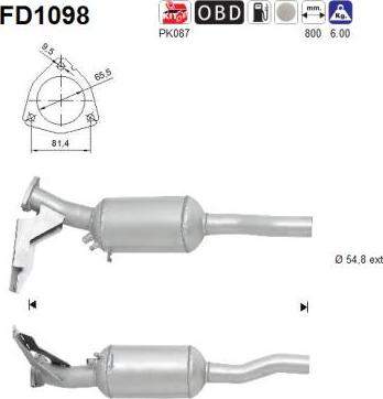 AS FD1098 - Filtre à particules / à suie, échappement droxauto.com