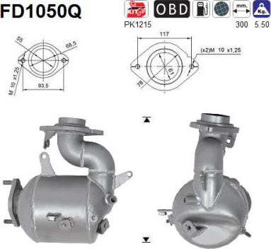 AS FD1050Q - Filtre à particules / à suie, échappement droxauto.com