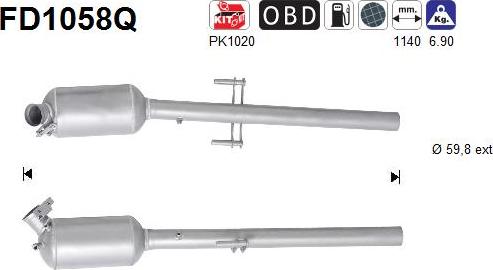 AS FD1058Q - Filtre à particules / à suie, échappement droxauto.com