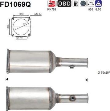 AS FD1069Q - Filtre à particules / à suie, échappement droxauto.com