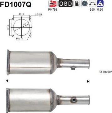 AS FD1007Q - Filtre à particules / à suie, échappement droxauto.com