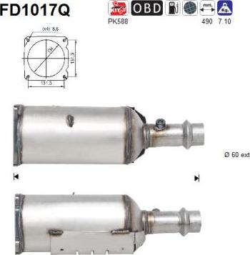 AS FD1017Q - Filtre à particules / à suie, échappement droxauto.com