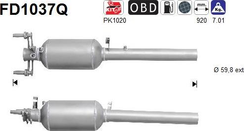 AS FD1037Q - Filtre à particules / à suie, échappement droxauto.com