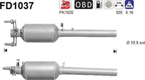 AS FD1037 - Filtre à particules / à suie, échappement droxauto.com