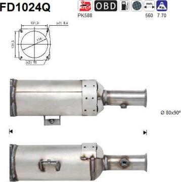 AS FD1024Q - Filtre à particules / à suie, échappement droxauto.com