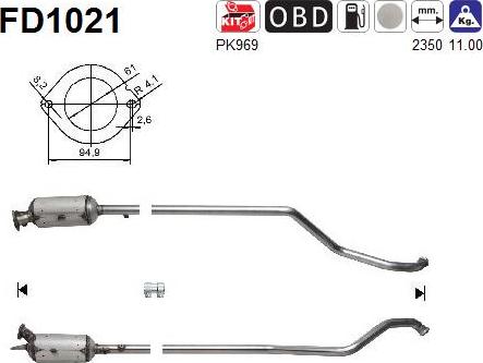 AS FD1021 - Filtre à particules / à suie, échappement droxauto.com
