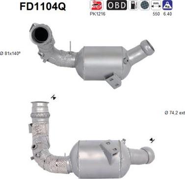 AS FD1104Q - Filtre à particules / à suie, échappement droxauto.com