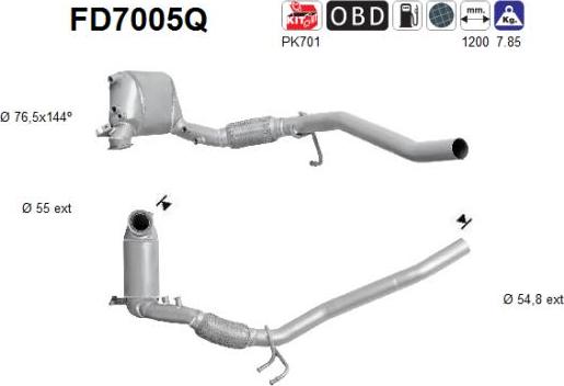 AS FD7005Q - Filtre à particules / à suie, échappement droxauto.com
