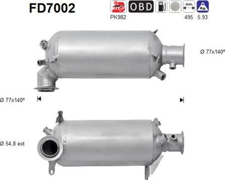 AS FD7002 - Filtre à particules / à suie, échappement droxauto.com