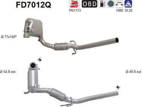 AS FD7012Q - Filtre à particules / à suie, échappement droxauto.com