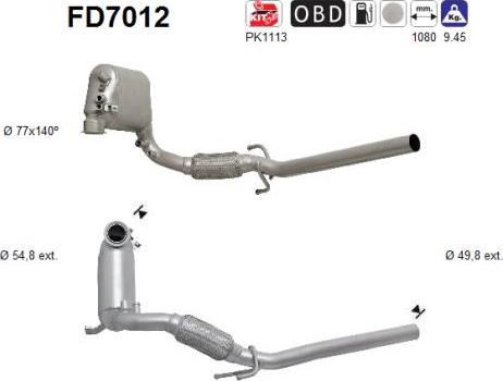 AS FD7012 - Filtre à particules / à suie, échappement droxauto.com