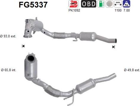 AS FG5337 - Filtre à particules / à suie, échappement droxauto.com