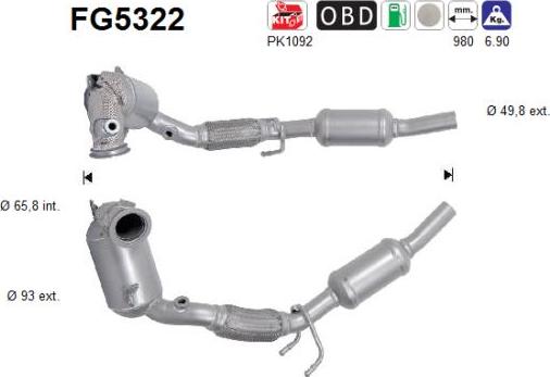 AS FG5322 - Filtre à particules / à suie, échappement droxauto.com
