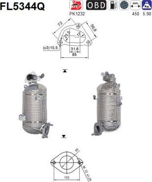 AS FL5344Q - Filtre à particules / à suie, échappement droxauto.com