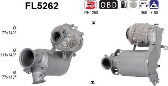 AS FL5262 - Filtre à particules / à suie, échappement droxauto.com
