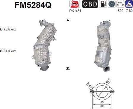 AS FM5284Q - Filtre à particules / à suie, échappement droxauto.com