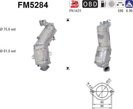 AS FM5284 - Filtre à particules / à suie, échappement droxauto.com