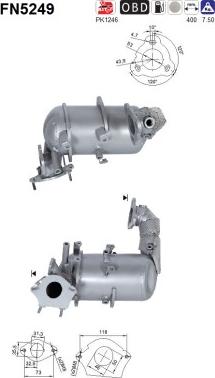 AS FN5249 - Filtre à particules / à suie, échappement droxauto.com