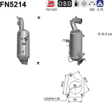 AS FN5214 - Filtre à particules / à suie, échappement droxauto.com