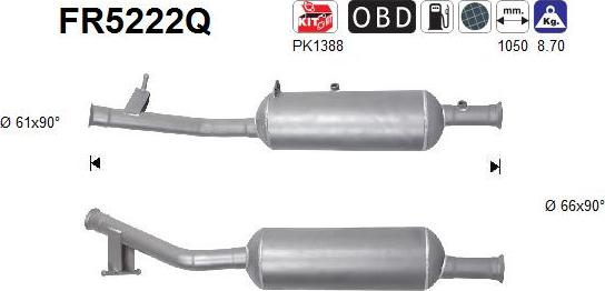 AS FR5222Q - Filtre à particules / à suie, échappement droxauto.com