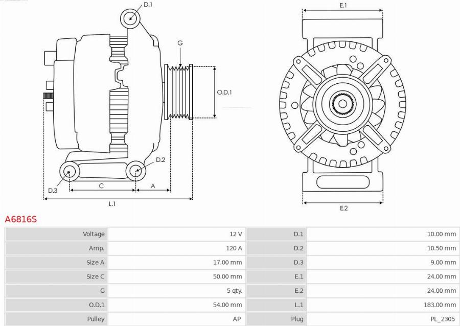 AS-PL A6816S - Alternateur droxauto.com