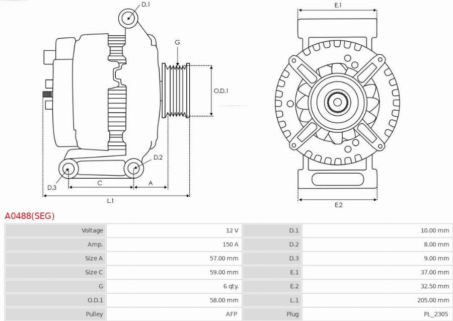 AS-PL A0488(SEG) - Alternateur droxauto.com