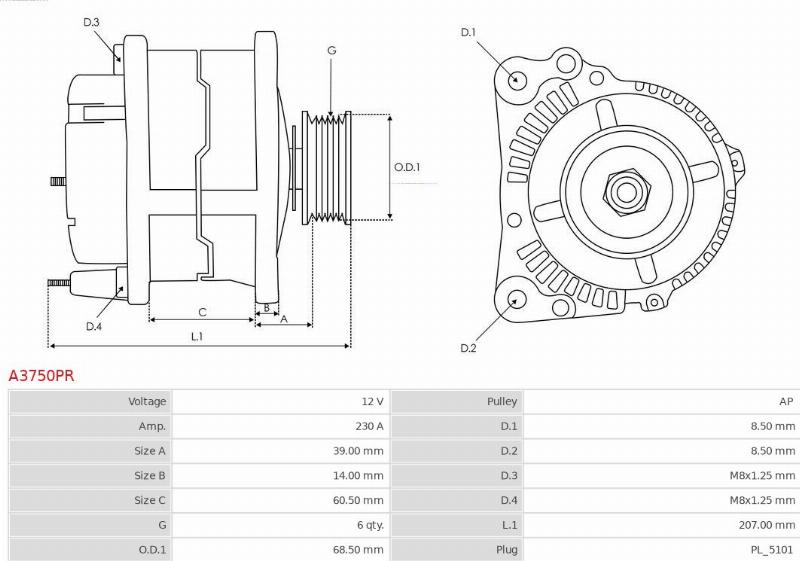 AS-PL A3750PR - Alternateur droxauto.com