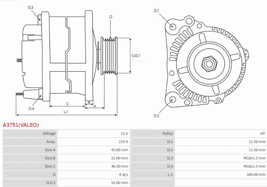 AS-PL A3751(VALEO) - Alternateur droxauto.com