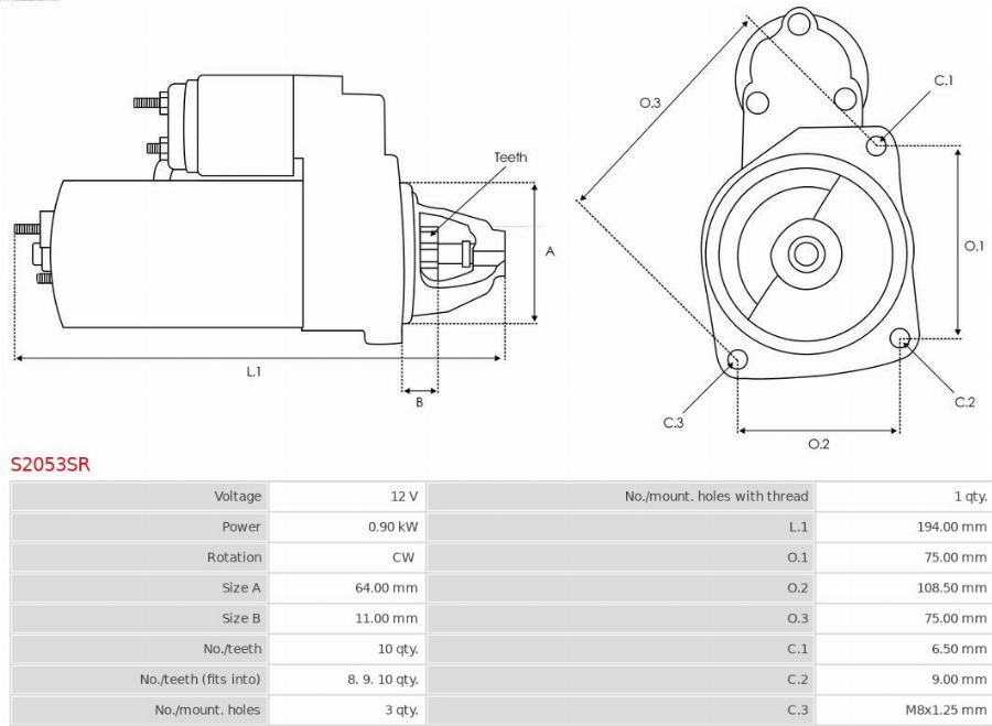 AS-PL S2053SR - Démarreur droxauto.com