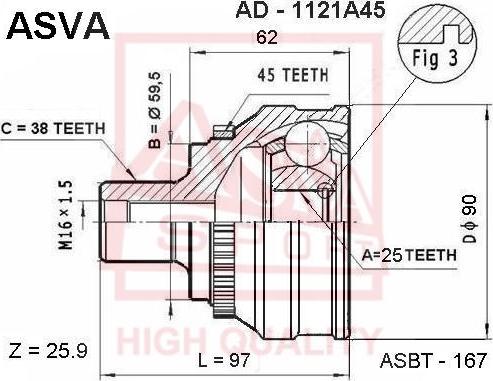 ASVA AD-1121A45 - Jeu de joints, arbre de transmission droxauto.com