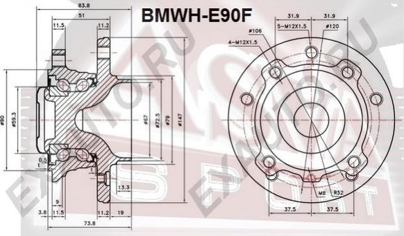 ASVA BMWH-E90F - Moyeu de roue droxauto.com