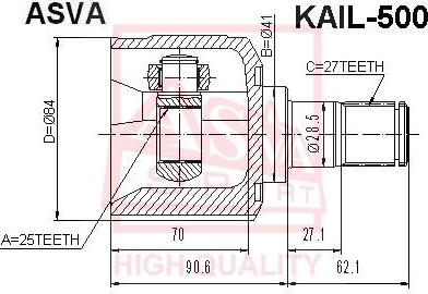 ASVA KAIL-500 - Jeu de joints, arbre de transmission droxauto.com