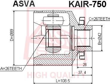 ASVA KAIR-750 - Jeu de joints, arbre de transmission droxauto.com
