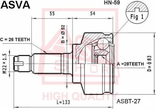 ASVA HN-59 - Jeu de joints, arbre de transmission droxauto.com