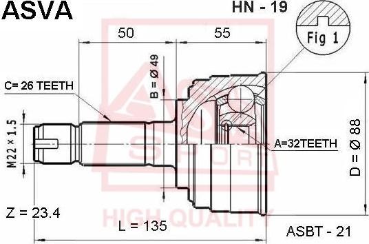 ASVA HN-19 - Jeu de joints, arbre de transmission droxauto.com