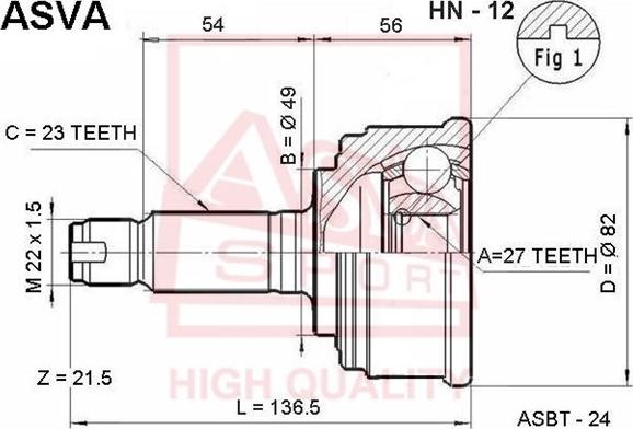 ASVA HN-12 - Jeu de joints, arbre de transmission droxauto.com