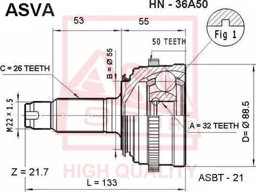ASVA HN-36A50 - Jeu de joints, arbre de transmission droxauto.com
