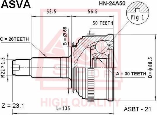 ASVA HN-24A50 - Jeu de joints, arbre de transmission droxauto.com