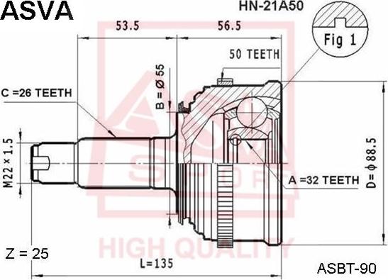 ASVA HN-21A50 - Jeu de joints, arbre de transmission droxauto.com
