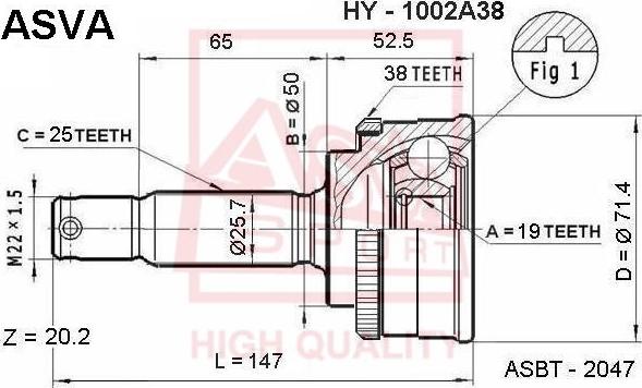 ASVA HY-1002A38 - Jeu de joints, arbre de transmission droxauto.com