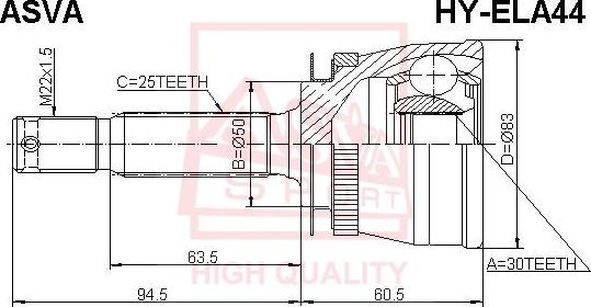 ASVA HY-ELA44 - Jeu de joints, arbre de transmission droxauto.com
