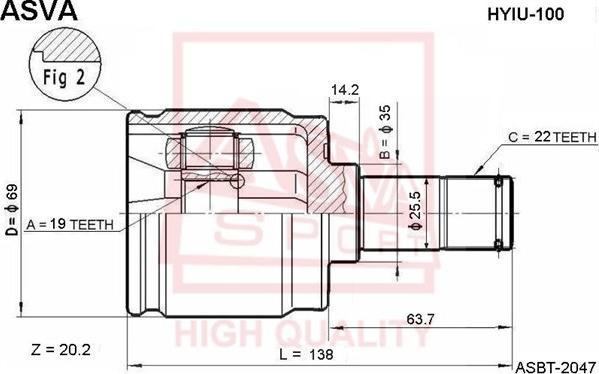 ASVA HYIU-100 - Jeu de joints, arbre de transmission droxauto.com