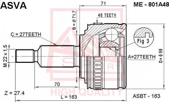 ASVA ME-801A48 - Jeu de joints, arbre de transmission droxauto.com