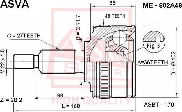 ASVA ME-802A48 - Jeu de joints, arbre de transmission droxauto.com