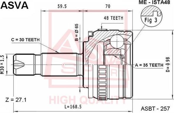 ASVA ME-ISTA48 - Jeu de joints, arbre de transmission droxauto.com