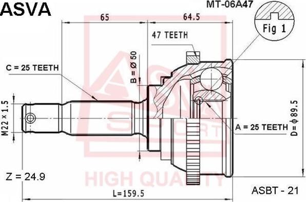 ASVA MT-06A47 - Jeu de joints, arbre de transmission droxauto.com