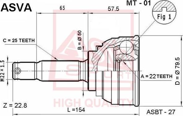 ASVA MT-01 - Jeu de joints, arbre de transmission droxauto.com