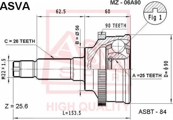 ASVA MZ-06A90 - Jeu de joints, arbre de transmission droxauto.com