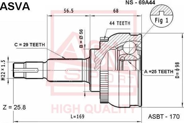 ASVA NS-69A44 - Jeu de joints, arbre de transmission droxauto.com