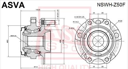ASVA NSWH-Z50F - Moyeu de roue droxauto.com